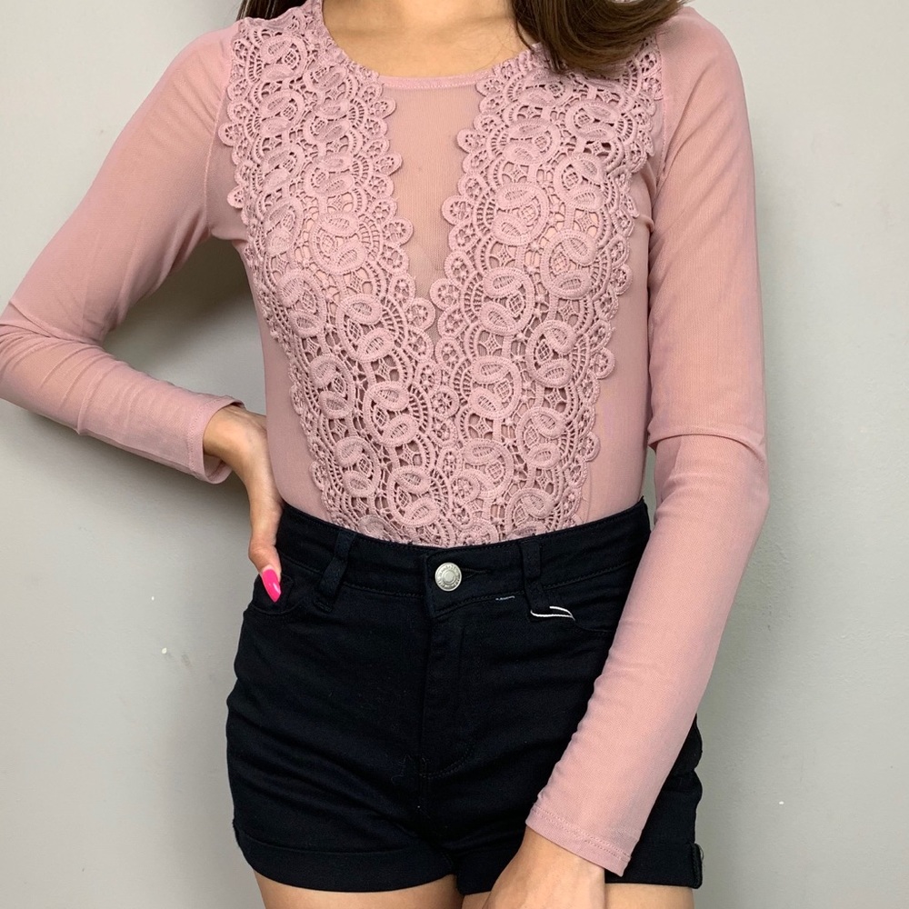 💕Floral lace Long Sleeve Top -Bodysuit